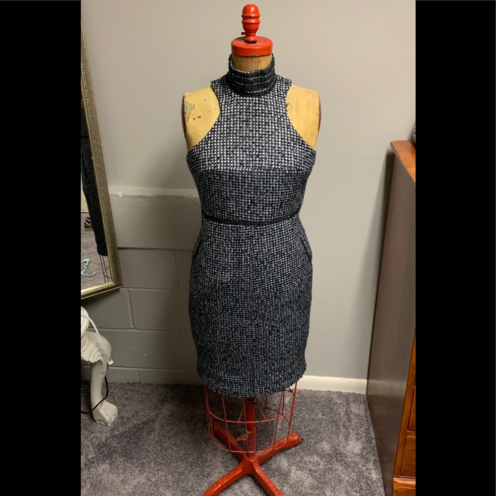 Karl Lagerfeld Impulse Tweed High Collar Dress